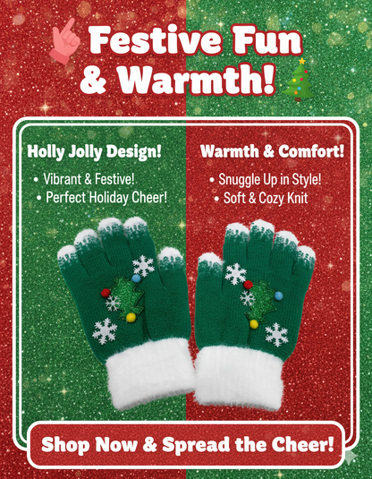 family: KATTY MAO My First Best Friend Winter Kids Gloves, Red and White Fleece-Lined, Ultra-Soft Knit Material, Snowflake Design, Perfect for Holiday Season and Cold Weather.