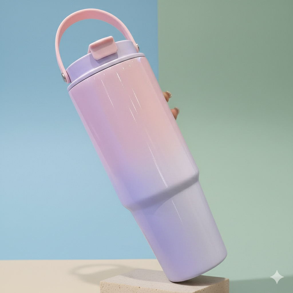 900ml | Gradient tumbler | double wall | stainless steel | with handle & lid.