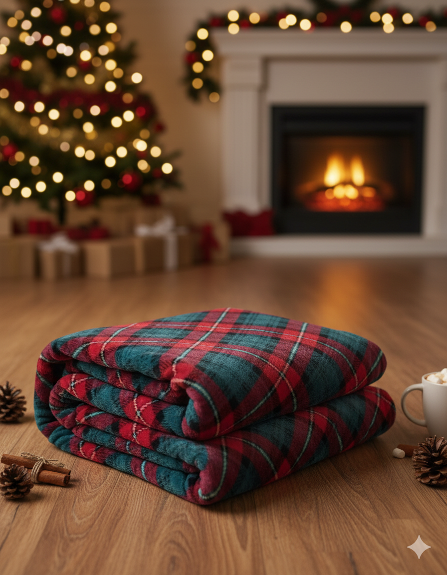 KATTY MAO My First Best Friend Ultra-Soft Christmas Throw Blanket, Green with Gingerbread Pattern, 80x58 Inches, Foldable Holiday Fleece Blanket for Bed, Couch, Travel