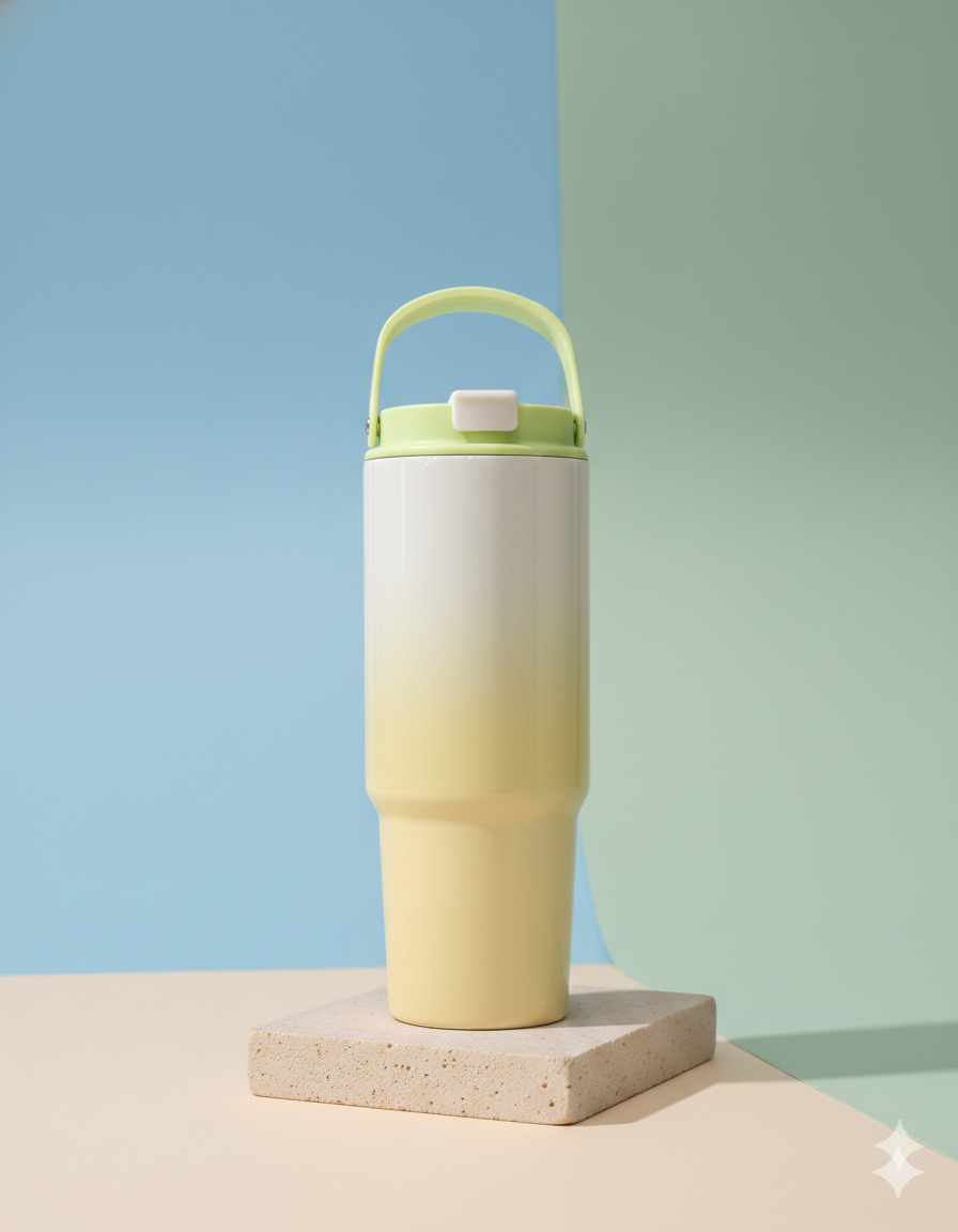 900ml | Gradient tumbler | double wall | stainless steel | with handle & lid.