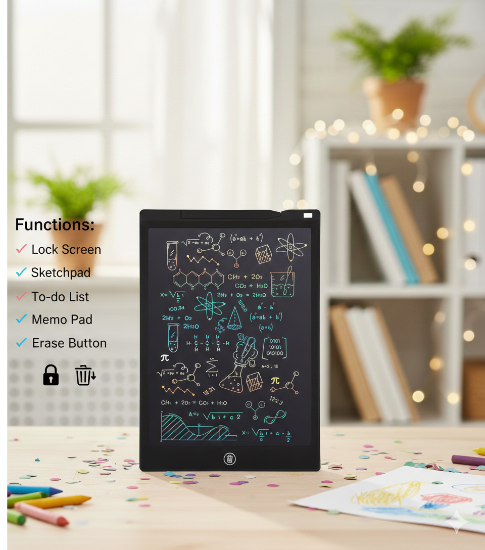 LCD Writing Tablet  | Reusable Pad | Doodle & Study Tab for Age 2-10 Years