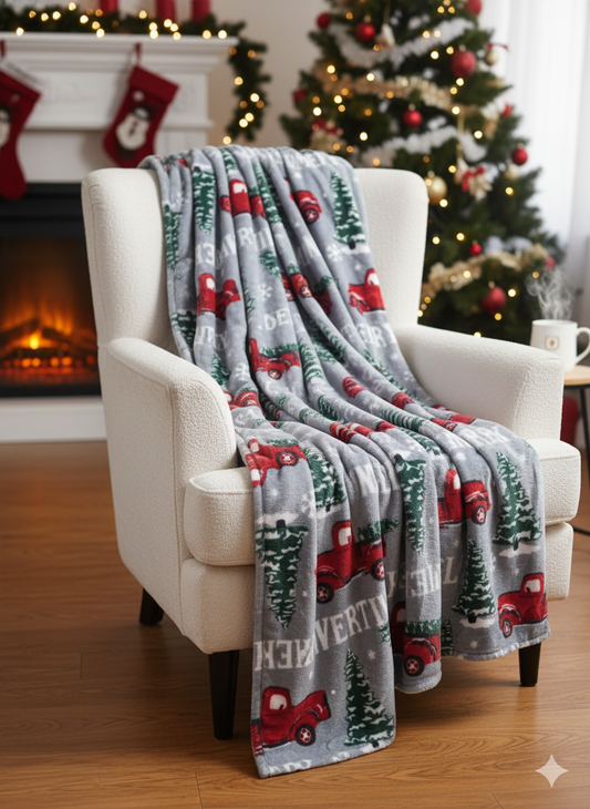 KATTY MAO My First Best Friend Ultra-Soft Christmas Throw Blanket, Green with Gingerbread Pattern, 80x58 Inches, Foldable Holiday Fleece Blanket for Bed, Couch, Travel