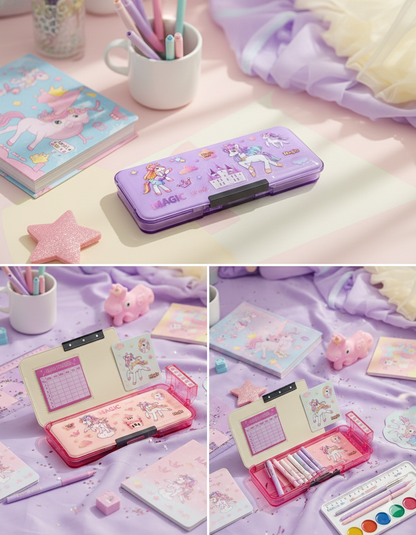 Pastel Pencil Box | Secure Snap Lock | School Stationery Case | Lightweight | Durable Plastic Organizer