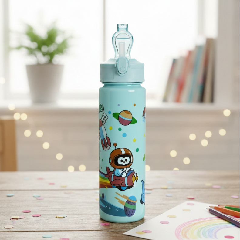 500ml |  Sipper Water Bottle  | Flip-Top Lid|  Push Button Spout.