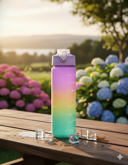 600ML | TIME MARKER | MULTICOLOUR | SPORTS PLASTIC BOTTLE | LEAK PROOF.