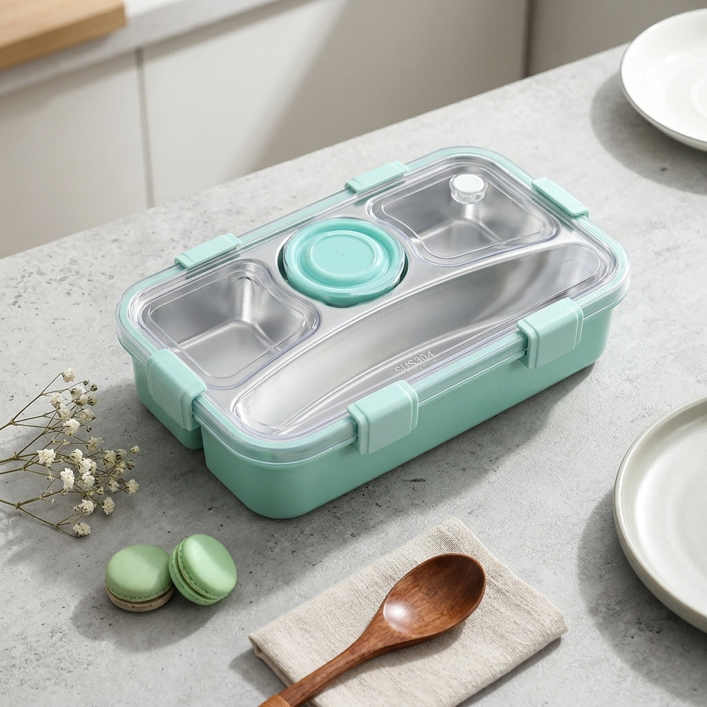 Stainless Steel Lunch Box (4 Compartment, Pastel)