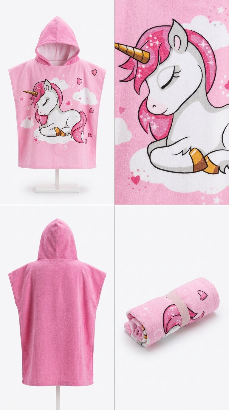 Kids Hooded Towel Poncho, AVAILABLE IN DIFFERENT DESIGNS , Soft Absorbent, Ages 1-6, 24x24 Inch, Beach Bath Pool