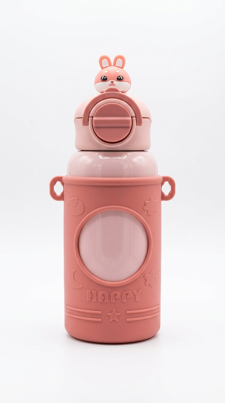 WATER BOTTLE IN PASTEL COLOURS WITH A SILICONE COVER |  650 ML | STAINLESS STEEL