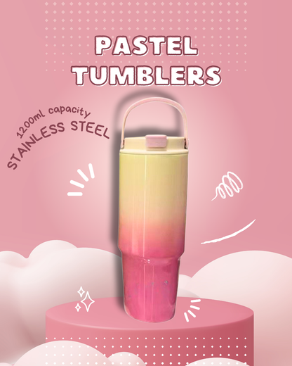 Gradient insulated travel tumbler, 900ml, double wall, stainless steel, Hot & cold drinks. with handle & lid by Kattymao