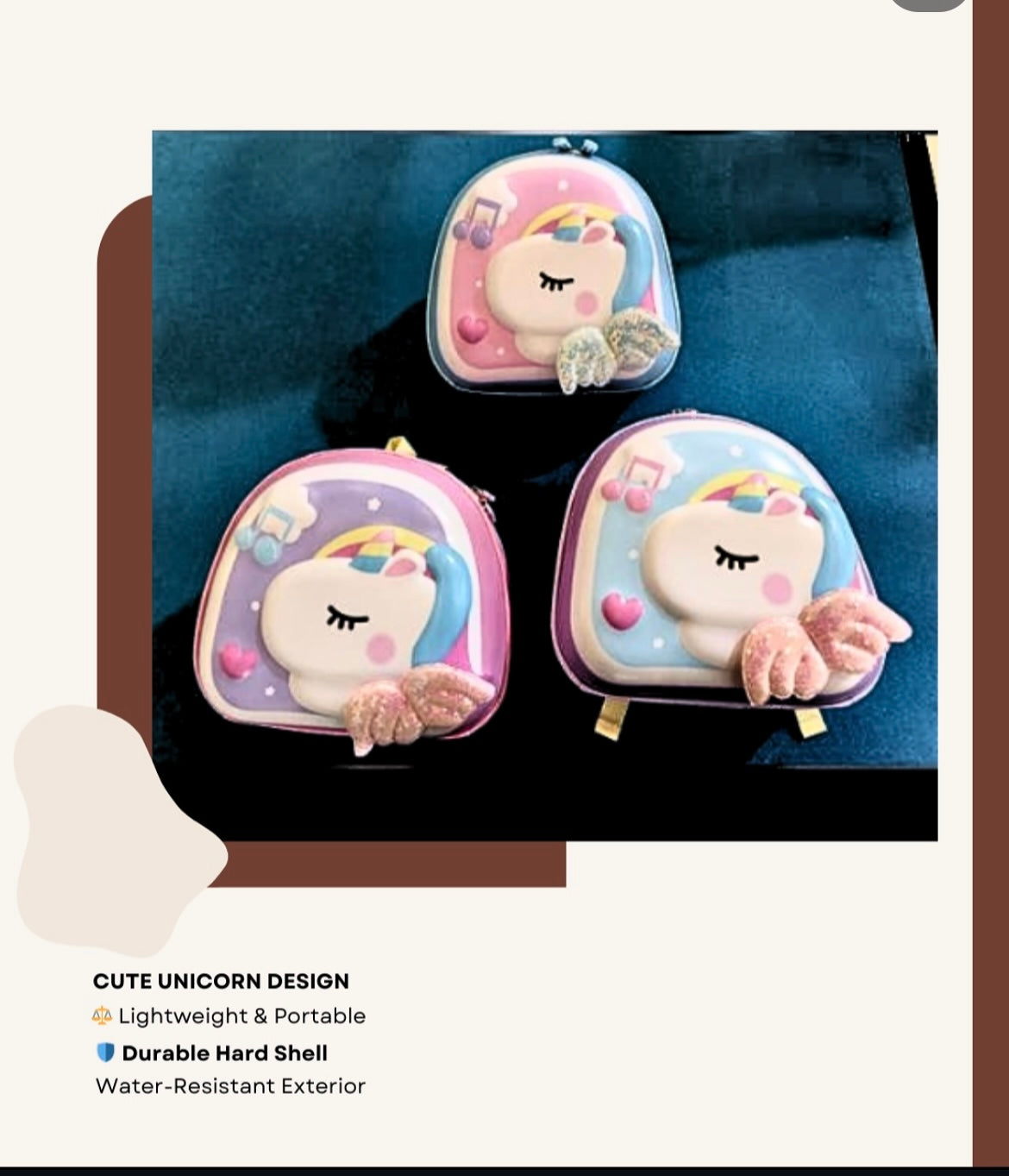 3D unicorn design bag