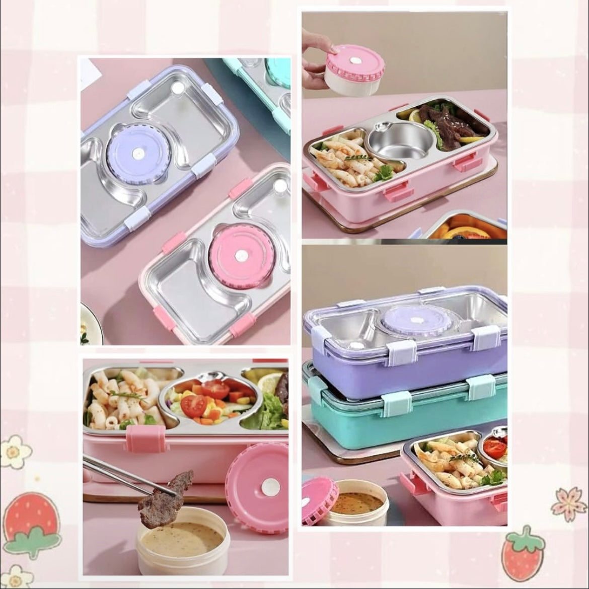 Stainless Steel Lunch Box (4 Compartment, Pastel)