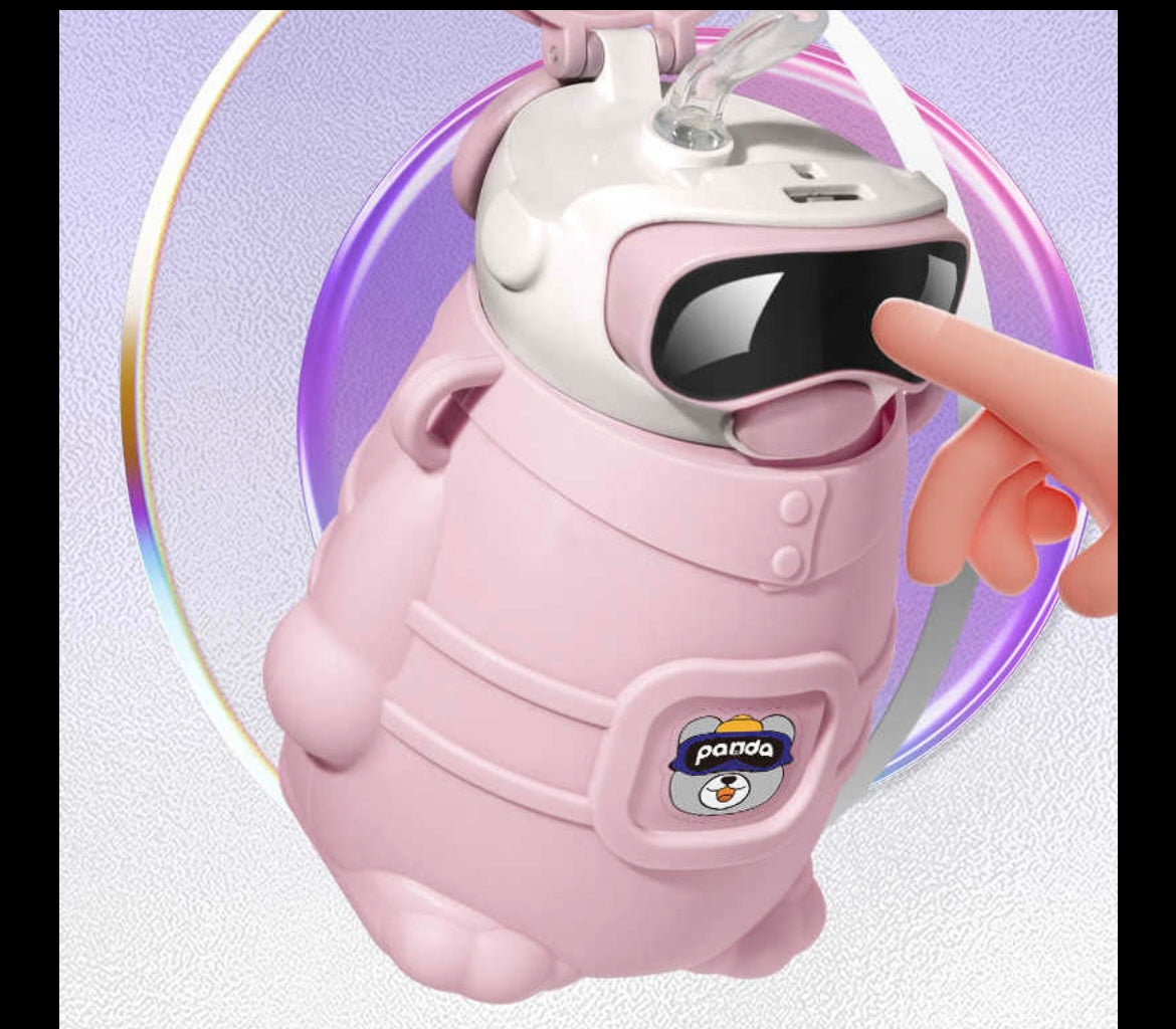 KID thermos water bottle with strap - 500ml vacuum insulated cute bear design
