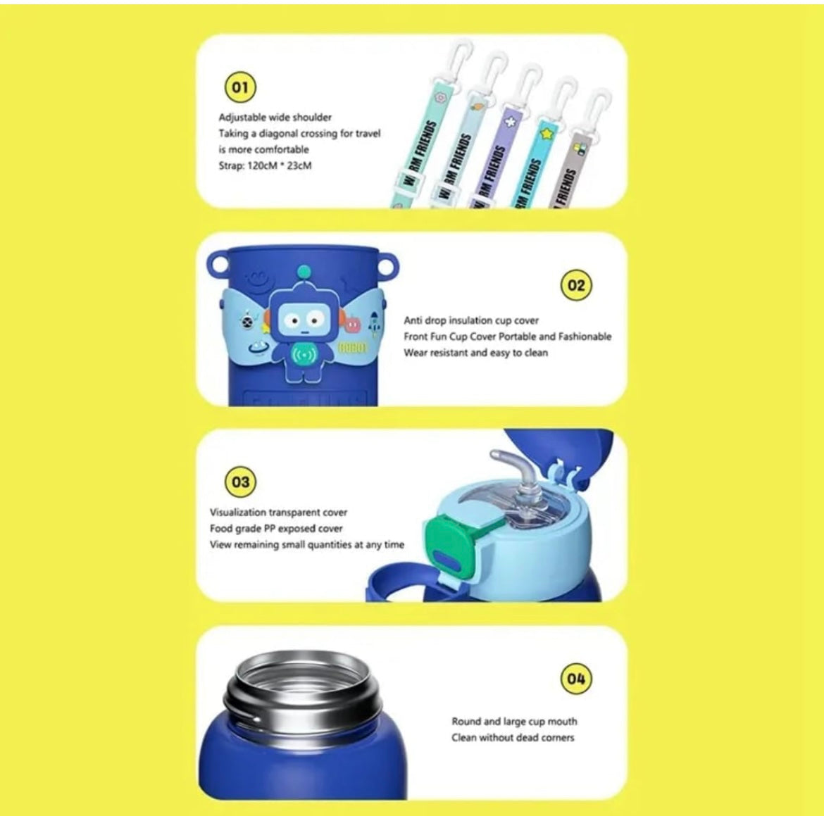 Kids Water Bottle - Water Bottle for School - Sipper Water Bottle for Kids - Waterbottle for Girls and Boys, Stainless Steel 316, Spill-Proof, BPA-Free, Perfect for School and Play.