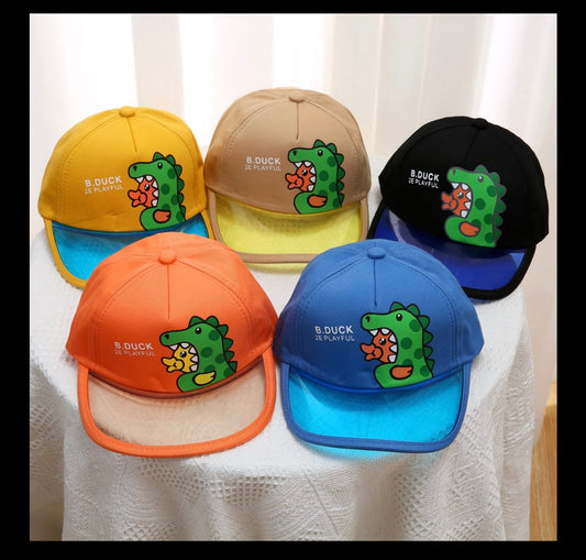 Dinosaur theme cap for kids - kids cap hat for boys girls toddler, cartoon caps for kids , caps for teen , adjustable cottom sun protection summer hat cap for boys girl