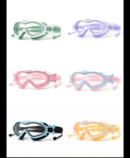 Swim Goggles For Adult with Intergrated Ear Plugs, Big Frame Competition Professional Swim Goggles Swimming, Anti-fog Diving Goggles Swimming Goggles for Surfing,