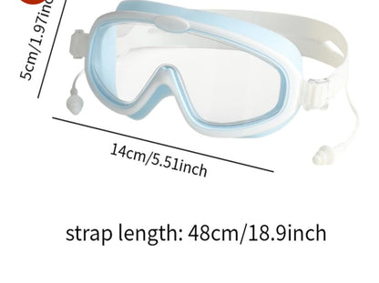 Swim Goggles For Adult with Intergrated Ear Plugs, Big Frame Competition Professional Swim Goggles Swimming, Anti-fog Diving Goggles Swimming Goggles for Surfing,