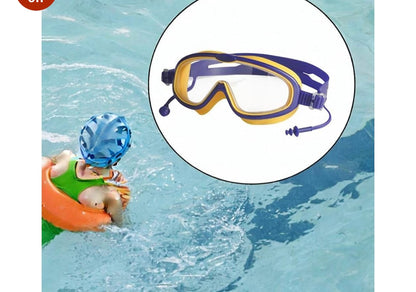 Swim Goggles For Adult with Intergrated Ear Plugs, Big Frame Competition Professional Swim Goggles Swimming, Anti-fog Diving Goggles Swimming Goggles for Surfing,
