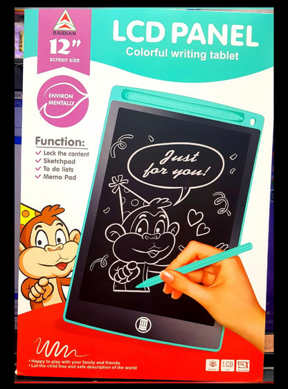 Toy Imagine LCD Writing Tablet for Kids 12 Inch | Reusable Slate Pad for Boys & Girls | Drawing, Doodle & Study Tab for Age 2-10 Years | Screen-Free Toys for Learning & Fun Activities