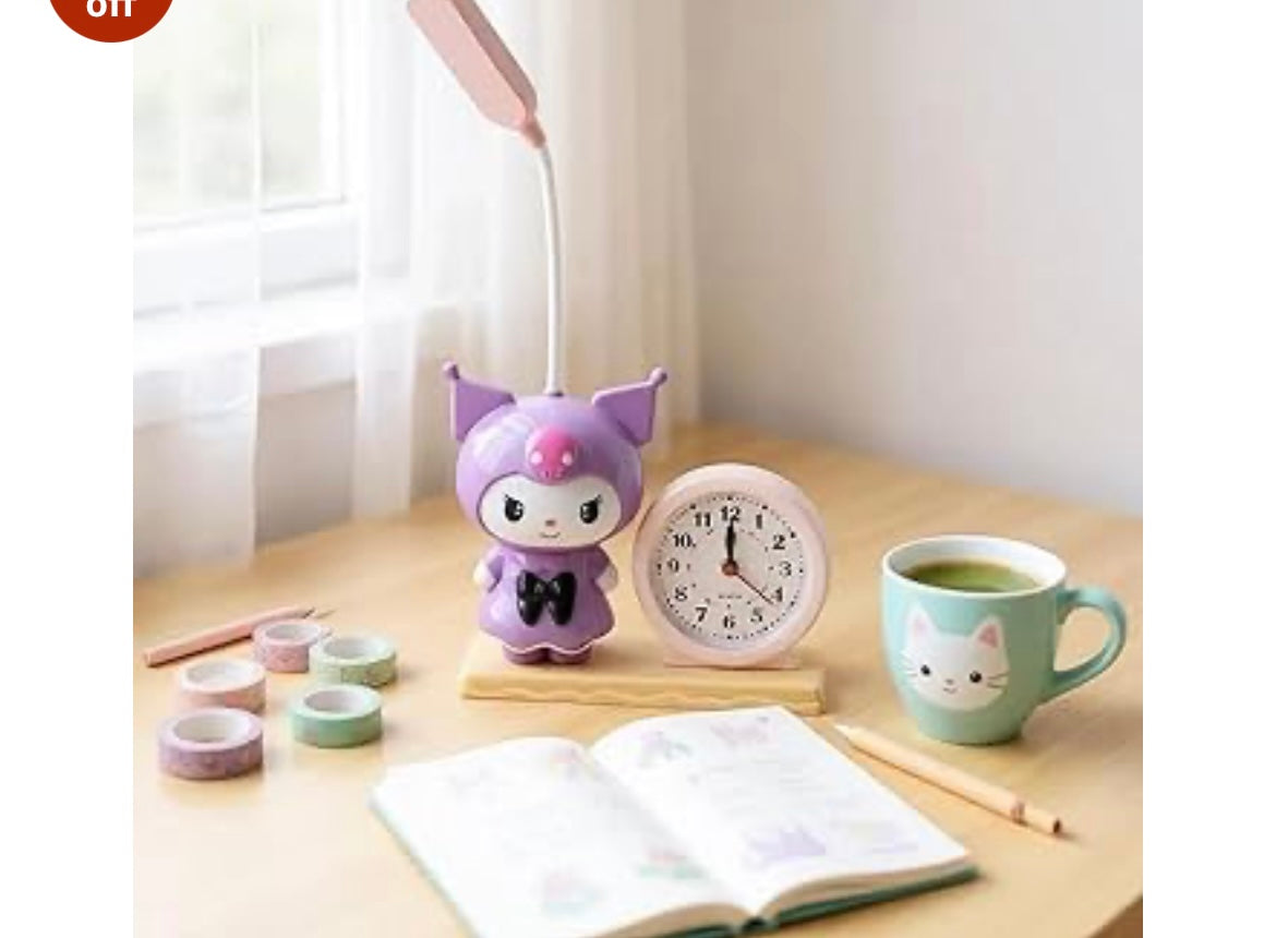 Cutest 2-in-1 Kuromi Desktop LED Lamp Cum Watch.