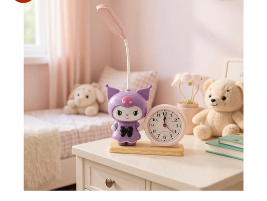 Cutest 2-in-1 Kuromi Desktop LED Lamp Cum Watch for Kids Bedroom, Birthday Return Gift Idea (Pack of 01)