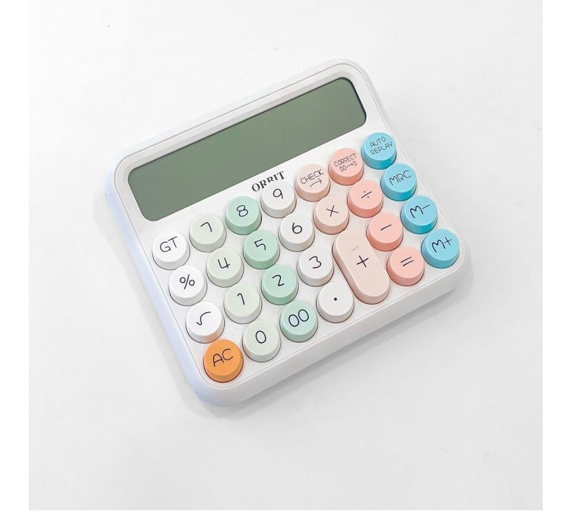 pastel calculator with 12 digit display