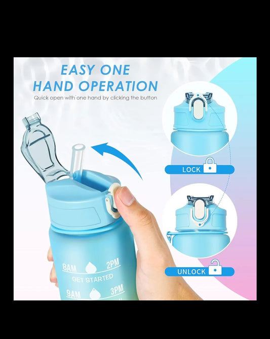 MOTIVATIONAL 600ML QUOTES & TIME MARKER DUAL COLOUR SPORTS PLASTIC BOTTLE BPA FREE,LEAK PROOF SIPPER BOTTLE FOR GYM,OFFICE , WORKOUT.
