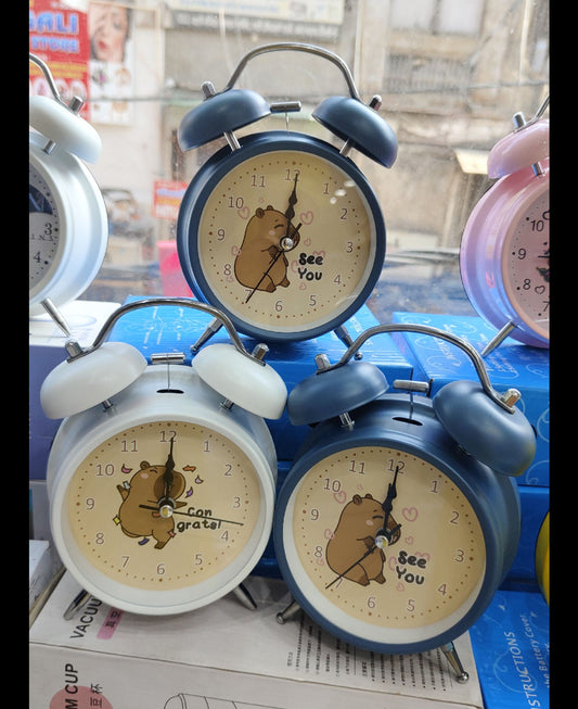 Cute capybara Cartoon Twin Bell Analog Alarm Clock