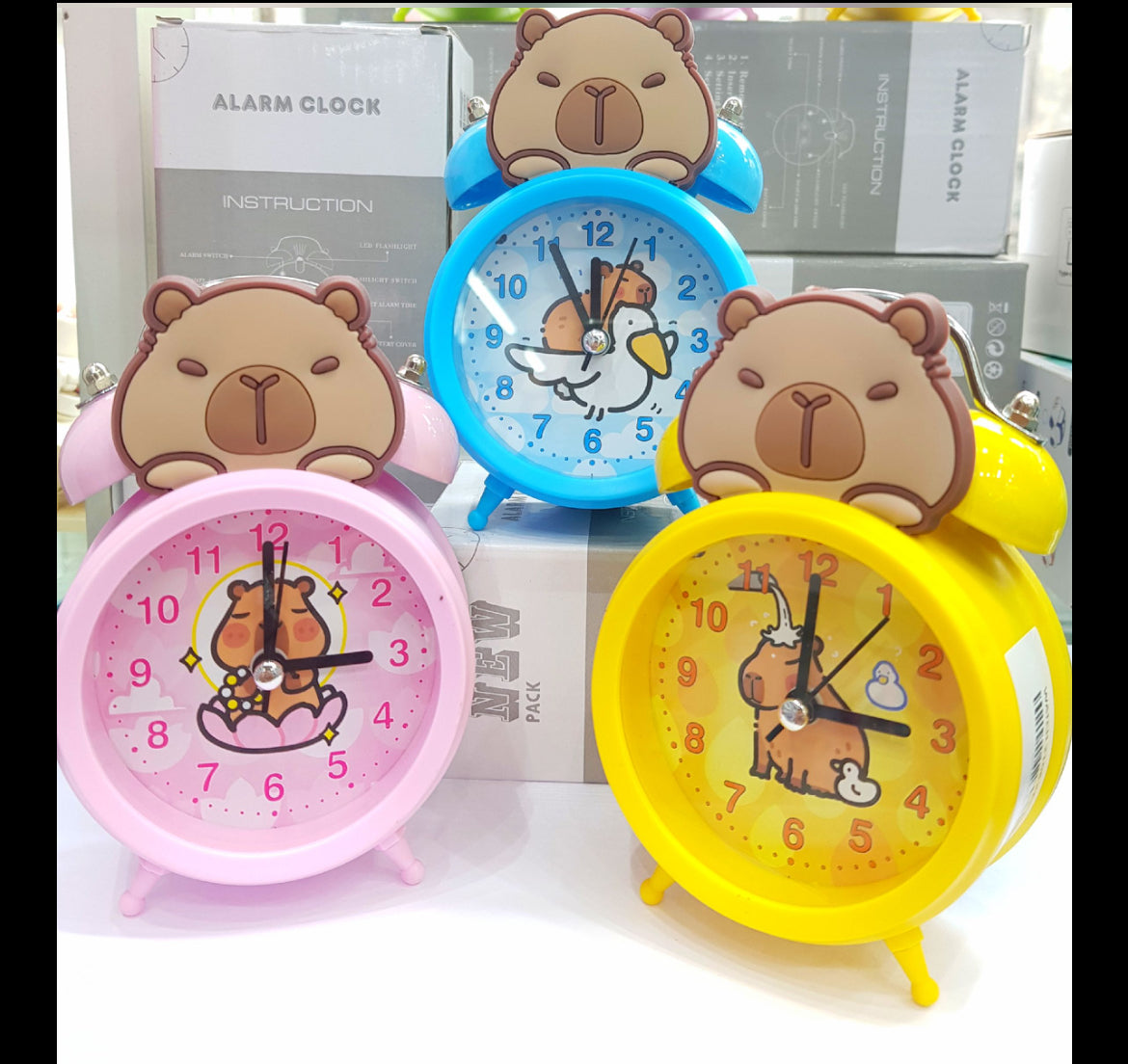 Cartoon Capybara Alarm Clock with Night Light  BY KATTY MAO