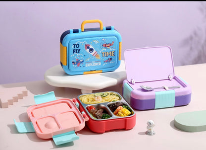 Explorer Space Suitcase Bento Lunch Box Set (Multi-Compartment Kids Lunch Kit)