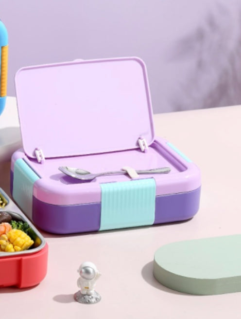 Explorer Space Suitcase Bento Lunch Box Set (Multi-Compartment Kids Lunch Kit)