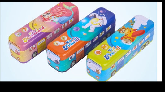 Bus-Shaped Metal Pencil Box / Stationery Organizer