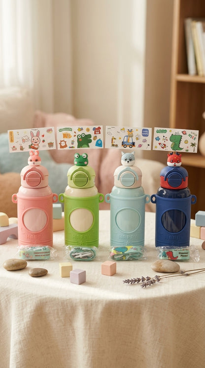 WATER BOTTLE IN PASTEL COLOURS WITH A SILICONE COVER |  650 ML | STAINLESS STEEL