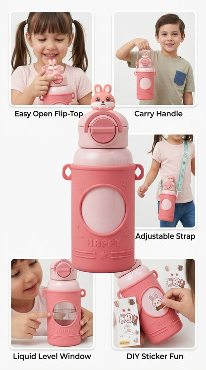 WATER BOTTLE IN PASTEL COLOURS WITH A SILICONE COVER |  650 ML | STAINLESS STEEL