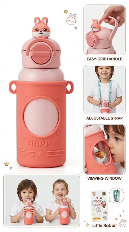 WATER BOTTLE IN PASTEL COLOURS WITH A SILICONE COVER |  650 ML | STAINLESS STEEL