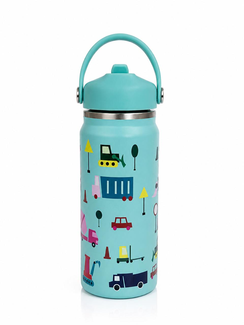 Katty Mao - My First Best Friend Kids Sipper Water Bottle for Kids, Steel Water Bottle for Kids in Blue Space, 600ml Matte Finish, Top Handle Carry, Perfect for School and Play, 304 Stainless Steel