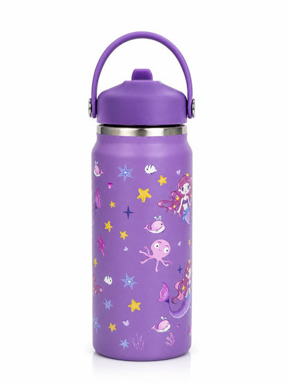 Katty Mao - My First Best Friend Kids Sipper Water Bottle for Kids, Steel Water Bottle for Kids in Blue Space, 600ml Matte Finish, Top Handle Carry, Perfect for School and Play, 304 Stainless Steel