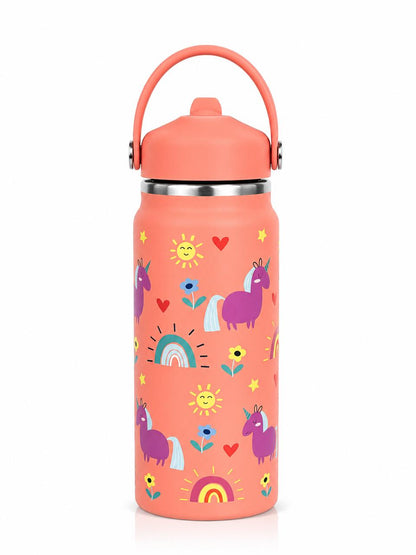 Katty Mao - My First Best Friend Kids Sipper Water Bottle for Kids, Steel Water Bottle for Kids in Blue Space, 600ml Matte Finish, Top Handle Carry, Perfect for School and Play, 304 Stainless Steel