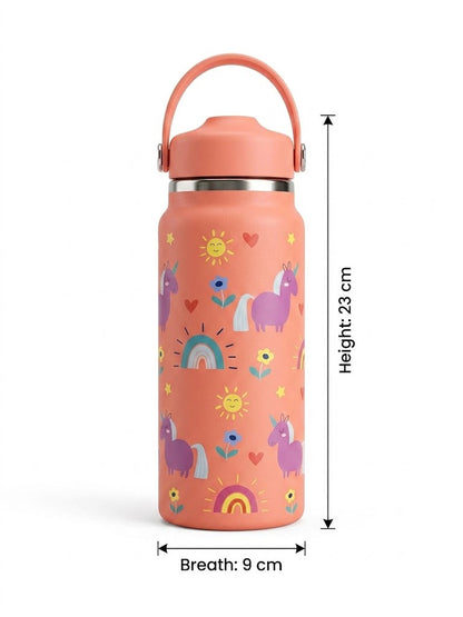 Katty Mao - My First Best Friend Kids Sipper Water Bottle for Kids, Steel Water Bottle for Kids in Blue Space, 600ml Matte Finish, Top Handle Carry, Perfect for School and Play, 304 Stainless Steel