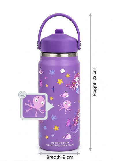 Katty Mao - My First Best Friend Kids Sipper Water Bottle for Kids, Steel Water Bottle for Kids in Blue Space, 600ml Matte Finish, Top Handle Carry, Perfect for School and Play, 304 Stainless Steel