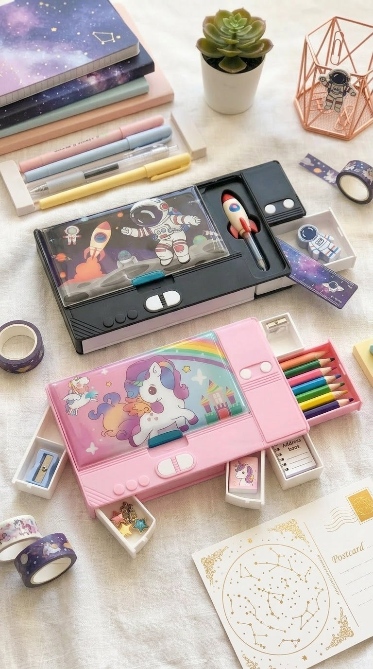 PLASTIC PENCIL BOX FOR KIDS AVAILABLE FOR BOYS AND GIRLS
