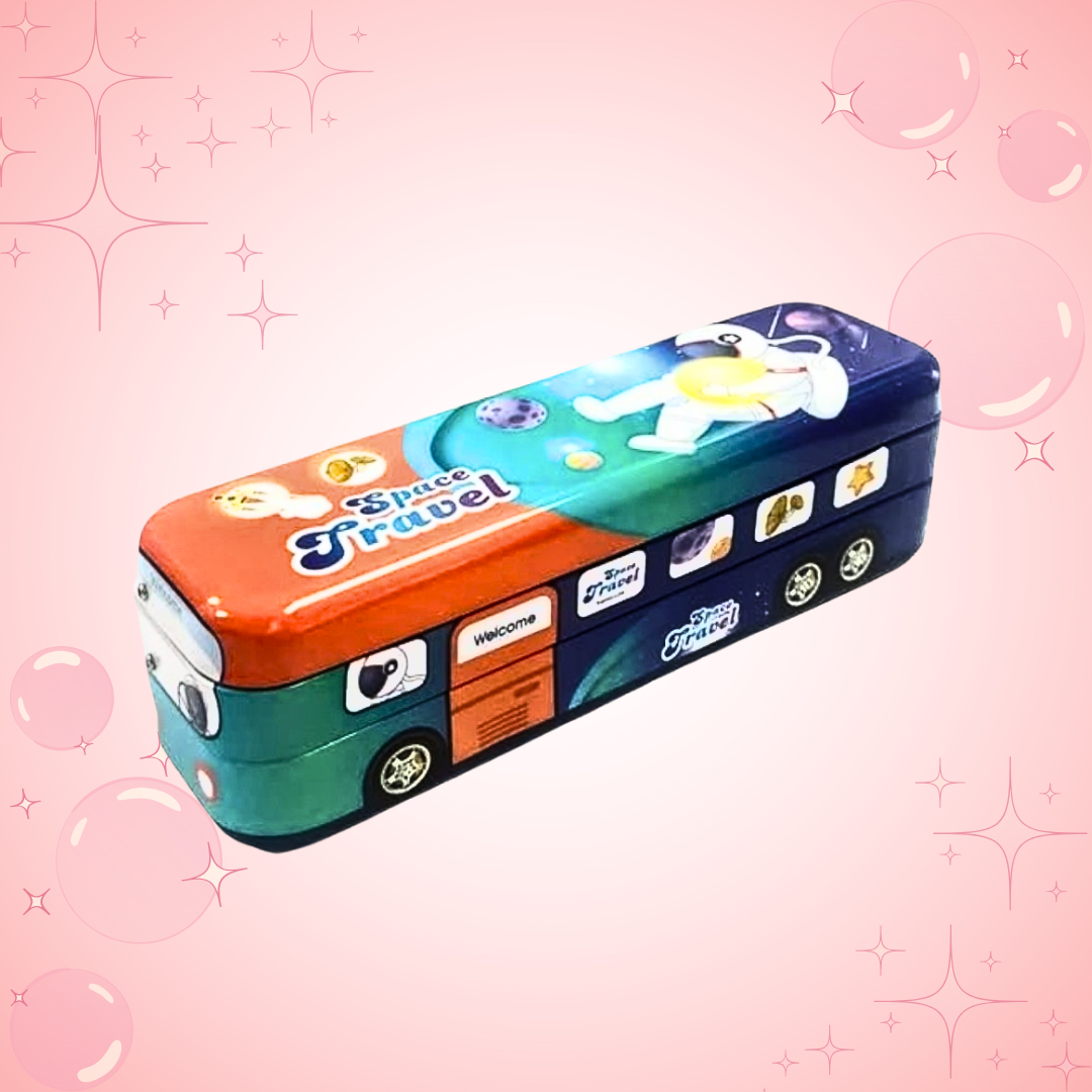 Bus-Shaped Metal Pencil Box/Stationery Organizer