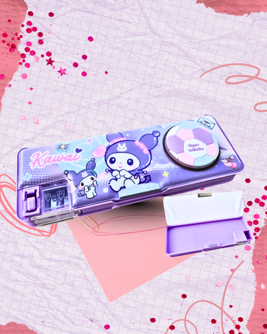 Girls/boys Dream Pencil Case, Pink and Purple, Plastic Storage Box with Mirror, School Stationery Organizer by katty mao.