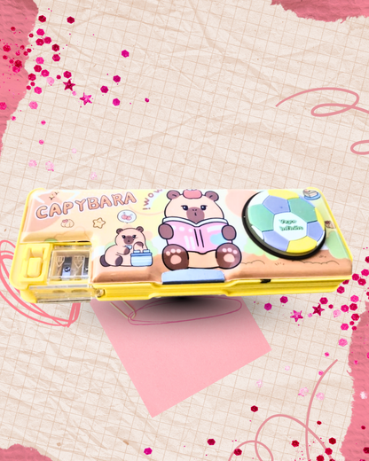 Girls/boys Dream Pencil Case, Pink and Purple, Plastic Storage Box with Mirror, School Stationery Organizer by katty mao.