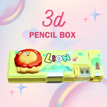 KATTY MAO My First Best Friend Cute Animal Pencil Box Set, Decorative School Supply Storage Cases with 3D Characters, Blue and Green, Globe Fish, Panda, Lion Design