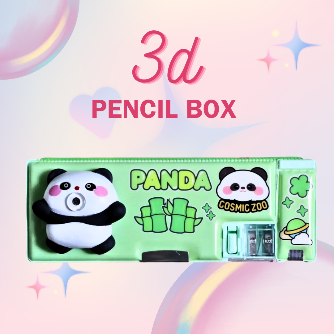 KATTY MAO My First Best Friend Cute Animal Pencil Box Set, Decorative School Supply Storage Cases with 3D Characters, Blue and Green, Globe Fish, Panda, Lion Design
