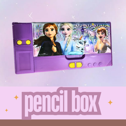 Pencil Case, Purple Plastic Storage Box with Holographic Design, School Stationery Organizer for Kids
