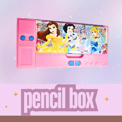 Pencil Case, Purple Plastic Storage Box with Holographic Design, School Stationery Organizer for Kids