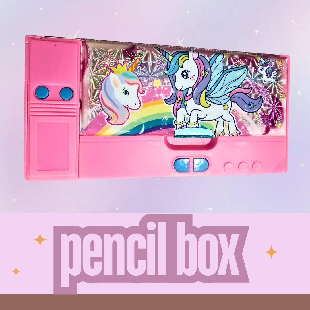 Pencil Case, Purple Plastic Storage Box with Holographic Design, School Stationery Organizer for Kids