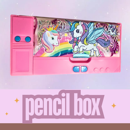 Pencil Case, Purple Plastic Storage Box with Holographic Design, School Stationery Organizer for Kids