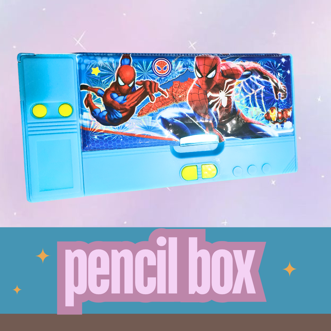 Pencil Case, Purple Plastic Storage Box with Holographic Design, School Stationery Organizer for Kids